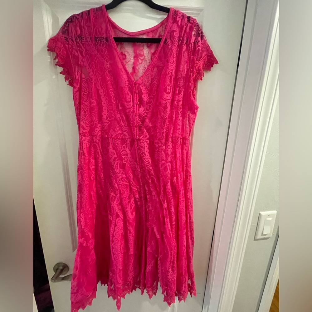 Torrid hot pink lace dress